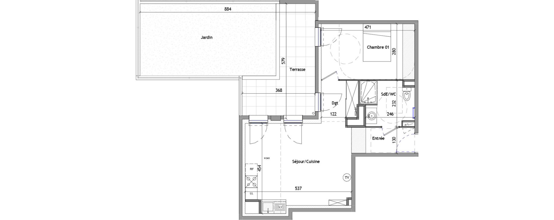 Appartement T2 de 49,10 m2 &agrave; B&eacute;ziers La courondelle