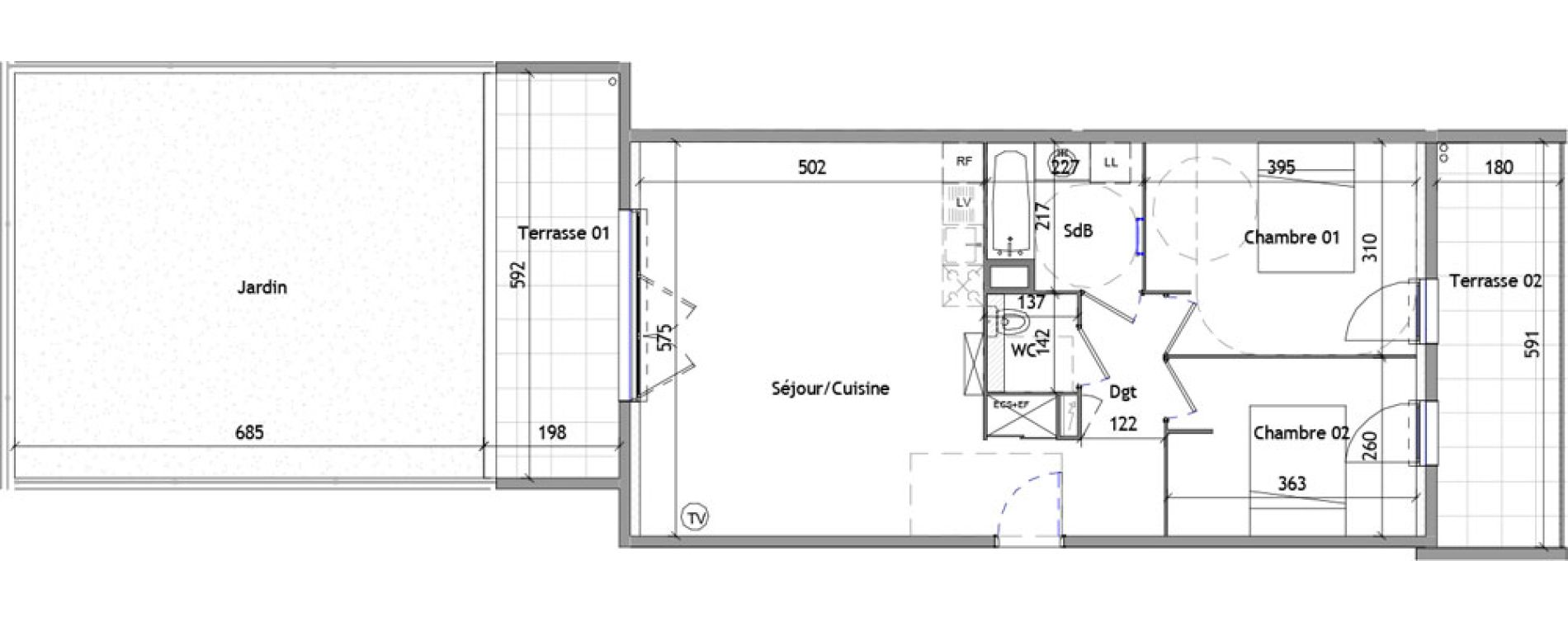 Appartement T3 de 63,60 m2 &agrave; B&eacute;ziers La courondelle