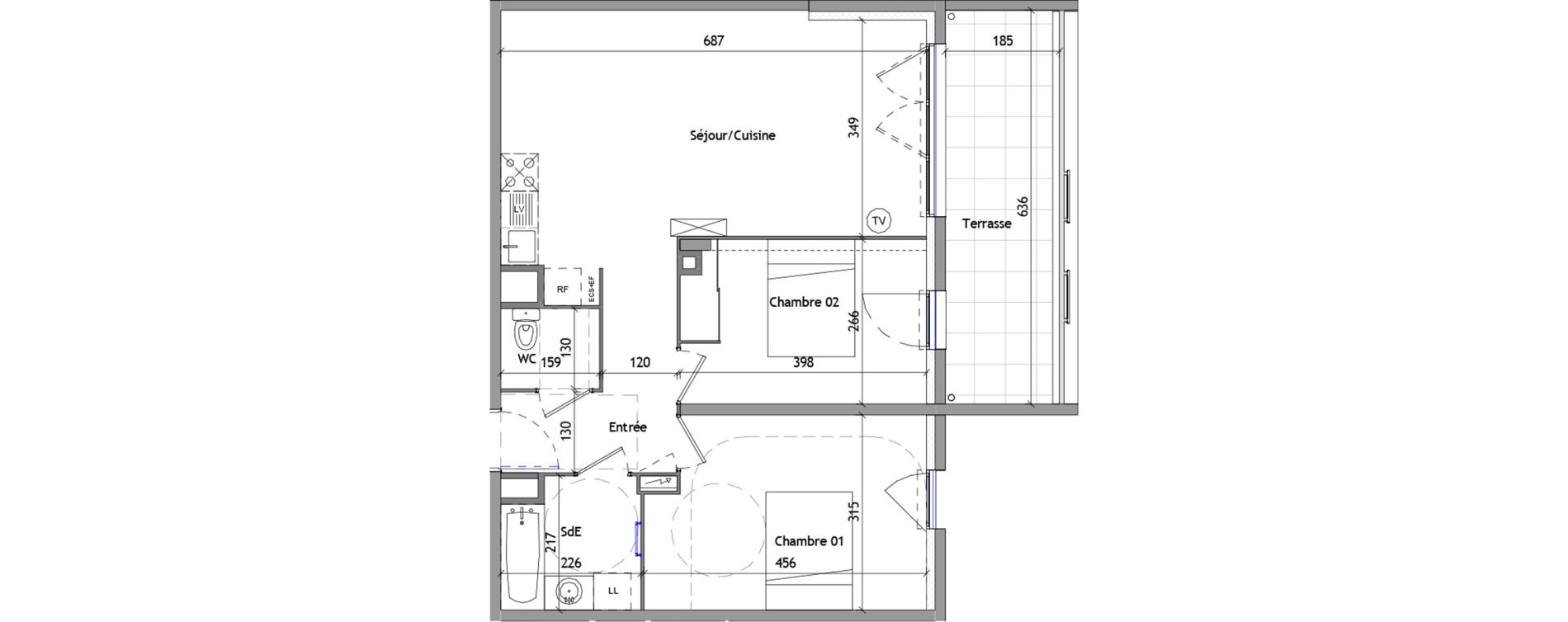 Appartement T3 de 63,50 m2 &agrave; B&eacute;ziers La courondelle