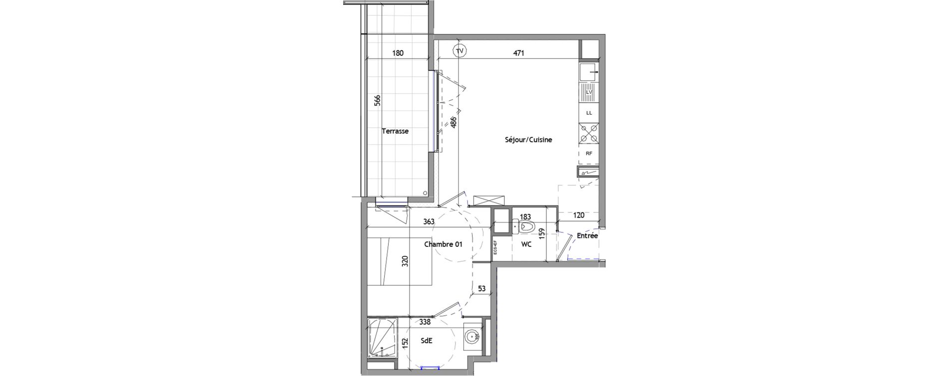 Appartement T2 de 43,10 m2 &agrave; B&eacute;ziers La courondelle