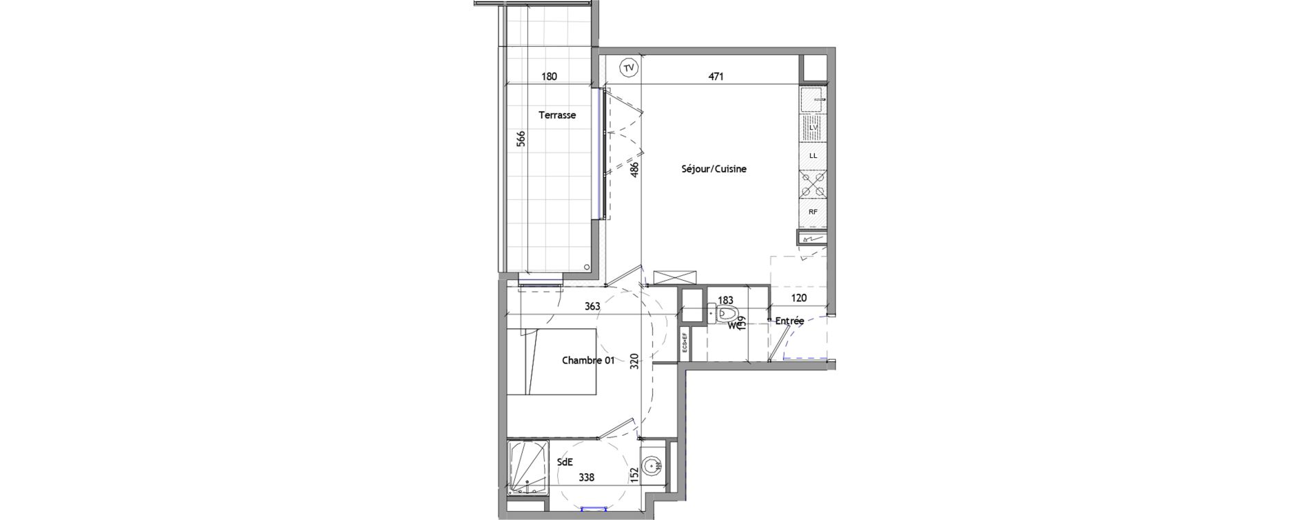 Appartement T2 de 42,90 m2 &agrave; B&eacute;ziers La courondelle