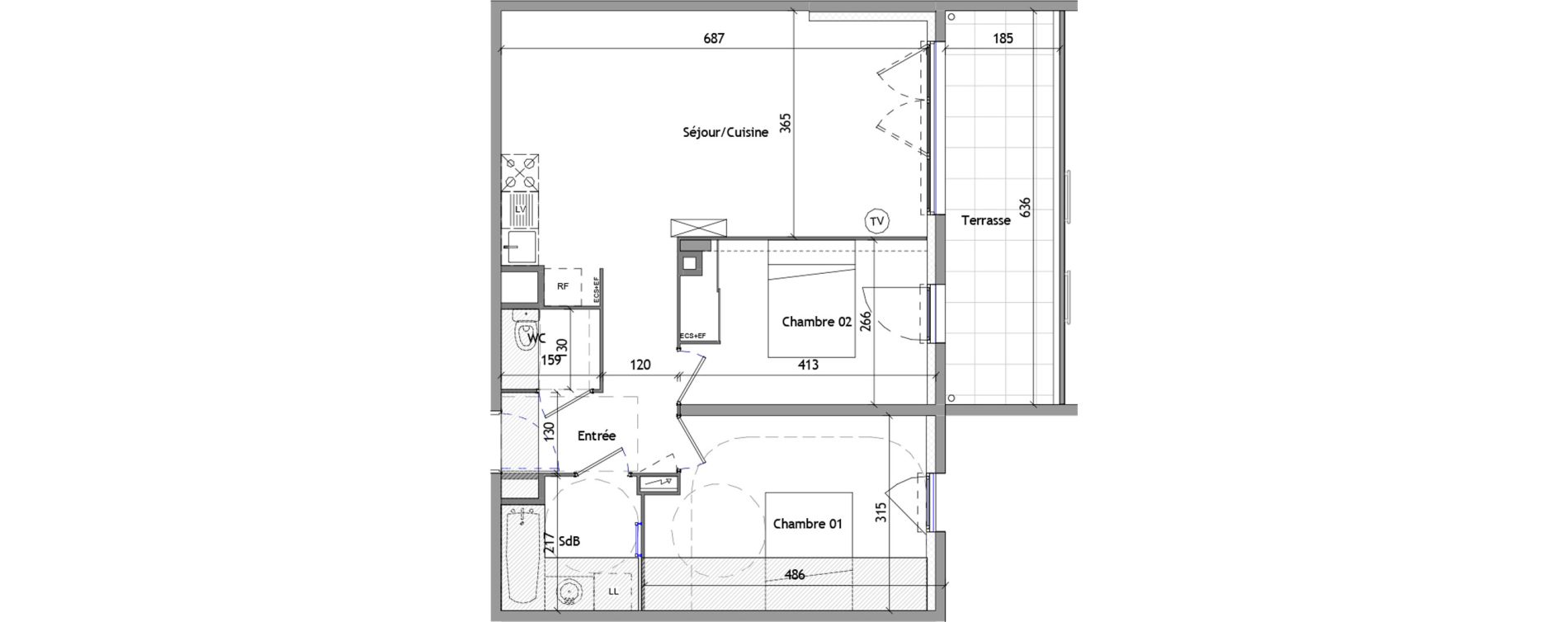 Appartement T3 de 63,50 m2 &agrave; B&eacute;ziers La courondelle