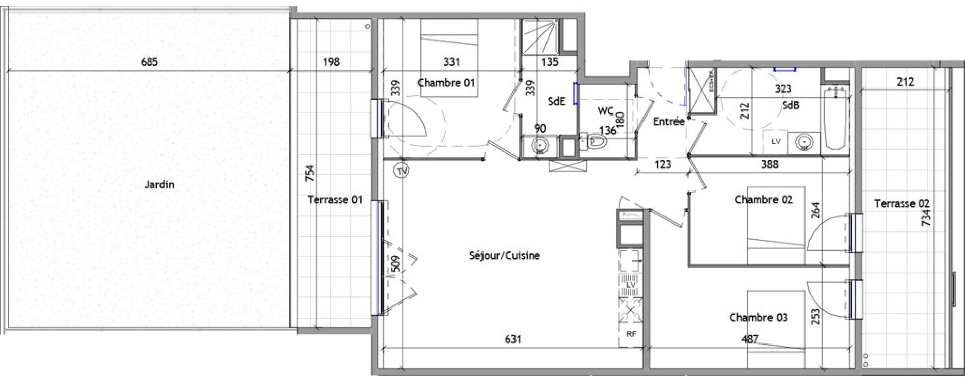 Appartement T4 de 84,60 m2 &agrave; B&eacute;ziers La courondelle