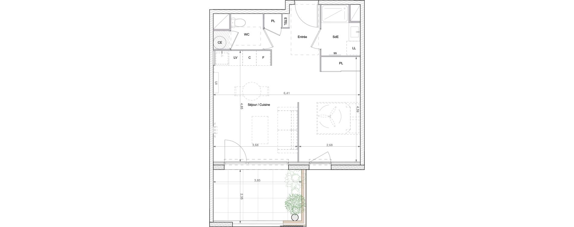 Appartement T1 bis de 41,00 m2 &agrave; B&eacute;ziers La courondelle