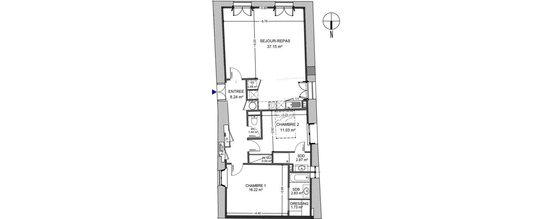 Appartement T3 de 83,93 m2 &agrave; B&eacute;ziers Saint-nazaire