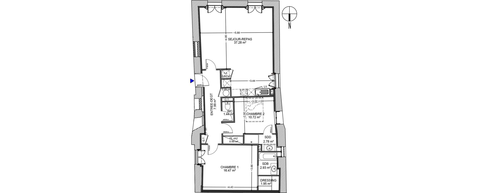 Appartement T3 de 83,53 m2 &agrave; B&eacute;ziers Saint-nazaire