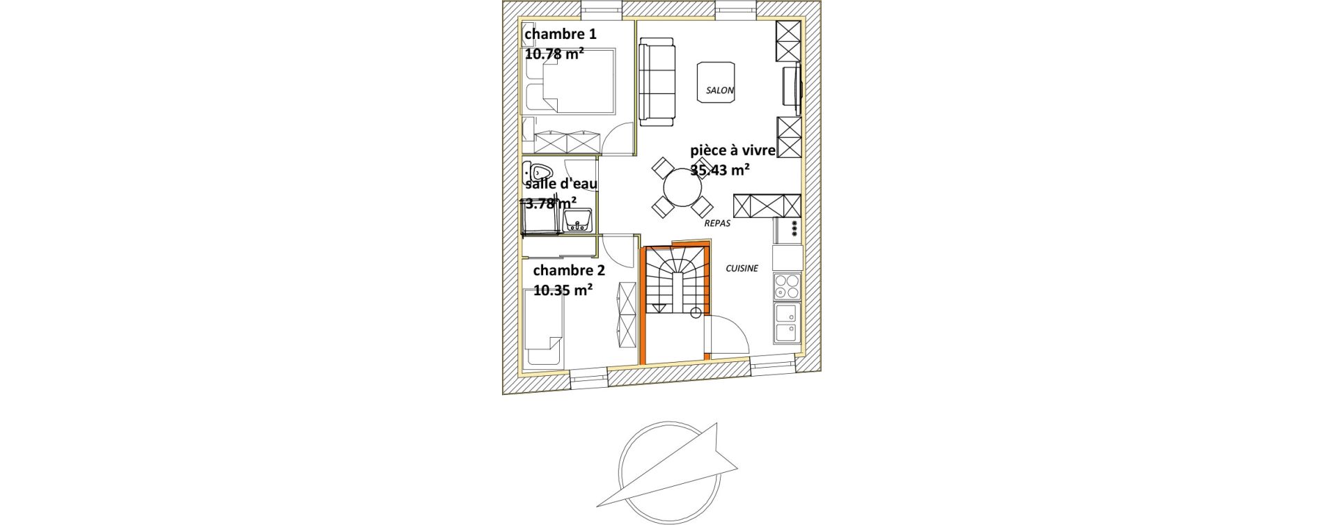 Appartement T3 de 60,34 m2 &agrave; B&eacute;ziers Saint-nazaire