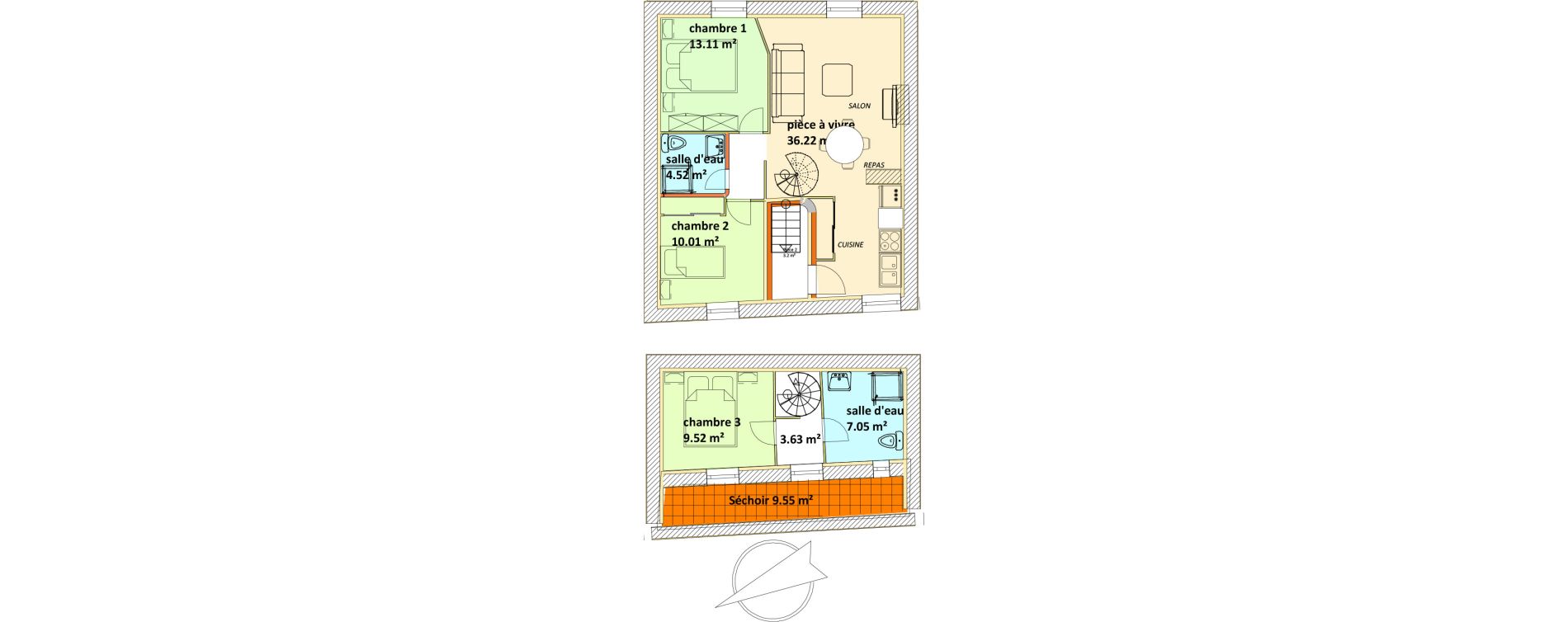 Duplex T4 de 84,06 m2 &agrave; B&eacute;ziers Saint-nazaire