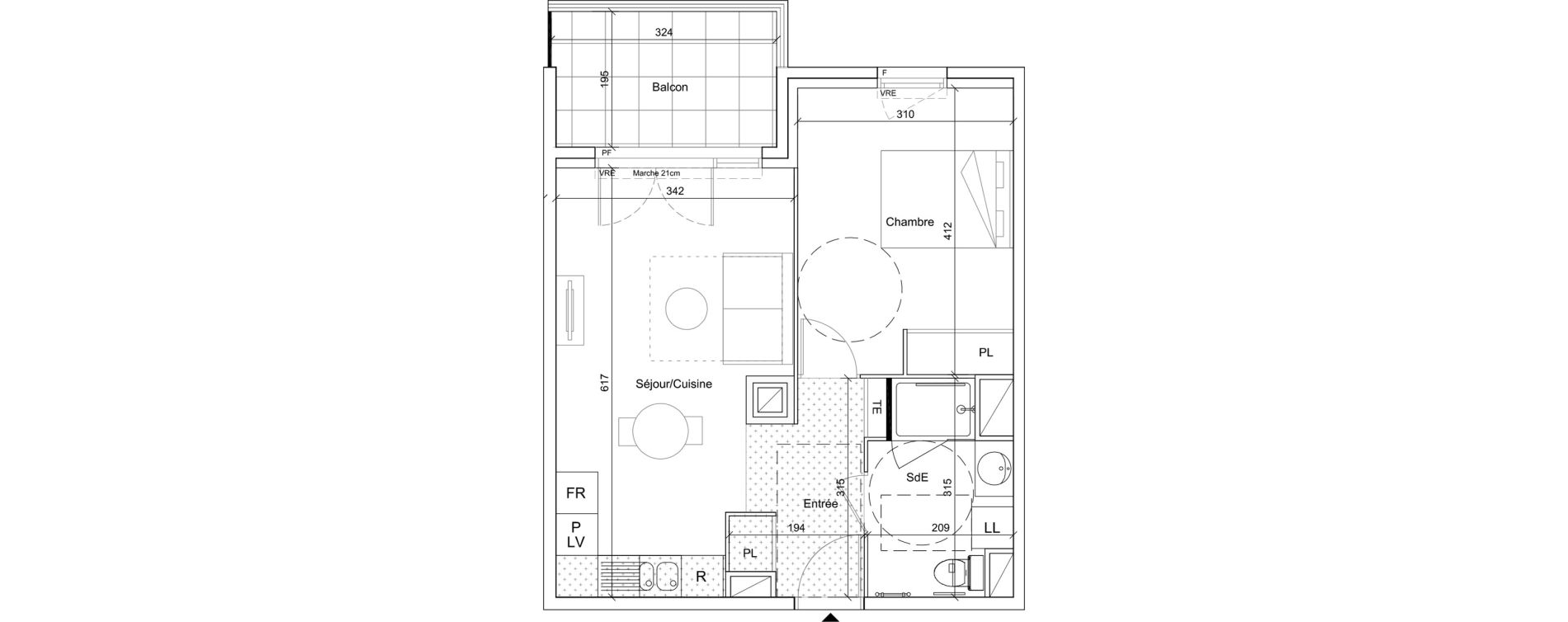 Appartement T2 meubl&eacute; de 41,70 m2 &agrave; B&eacute;ziers Port neuf