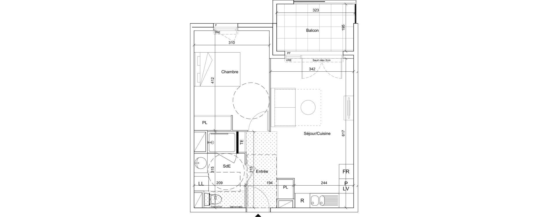 Appartement T2 meubl&eacute; de 42,20 m2 &agrave; B&eacute;ziers Port neuf