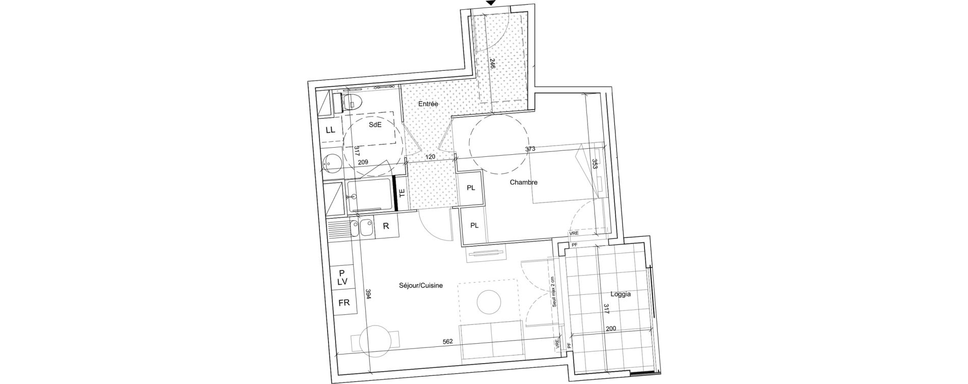 Appartement T2 meubl&eacute; de 45,70 m2 &agrave; B&eacute;ziers Port neuf