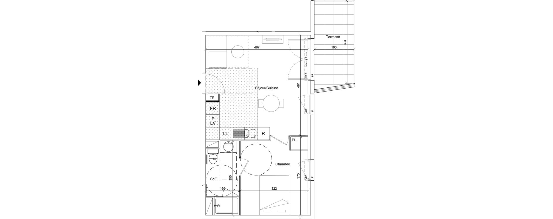 Appartement T2 meubl&eacute; de 40,60 m2 &agrave; B&eacute;ziers Port neuf