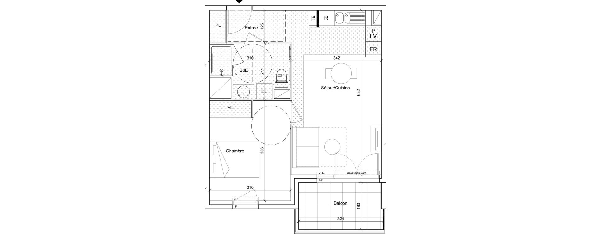 Appartement T2 meubl&eacute; de 42,45 m2 &agrave; B&eacute;ziers Port neuf