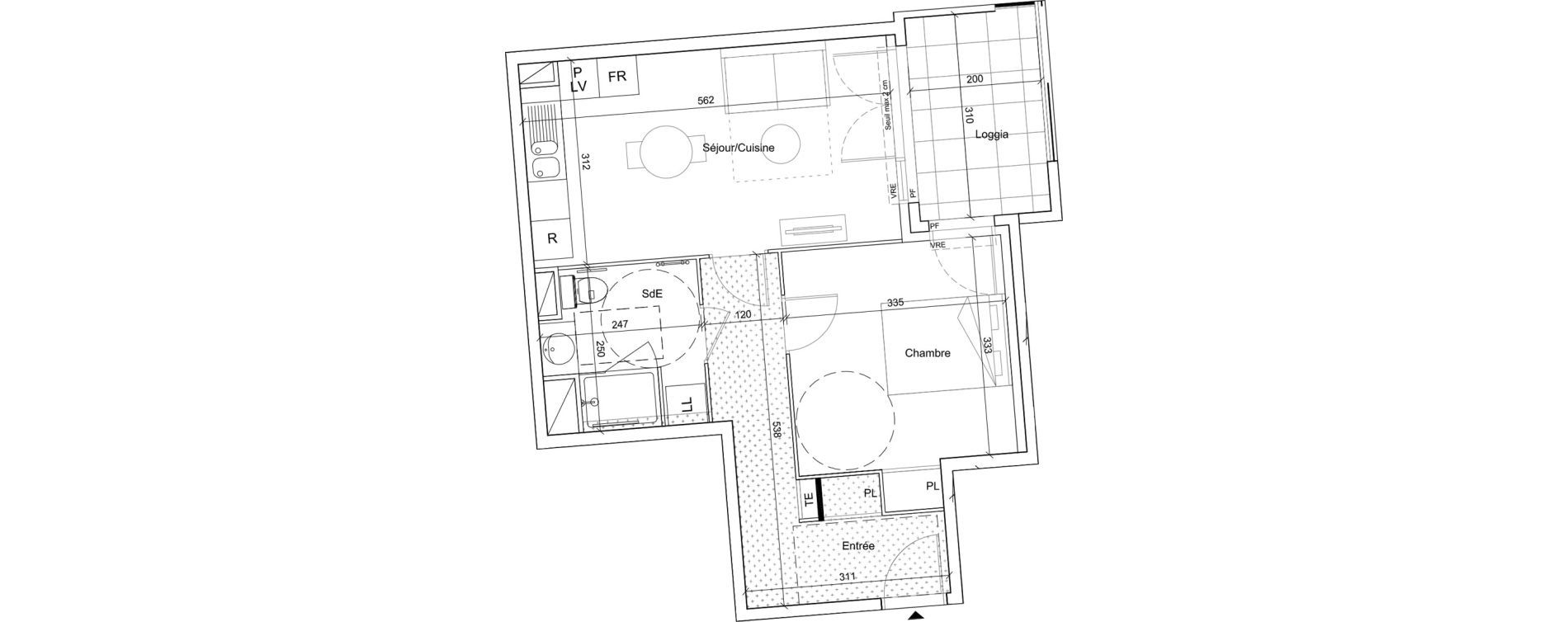 Appartement T2 meubl&eacute; de 43,55 m2 &agrave; B&eacute;ziers Port neuf