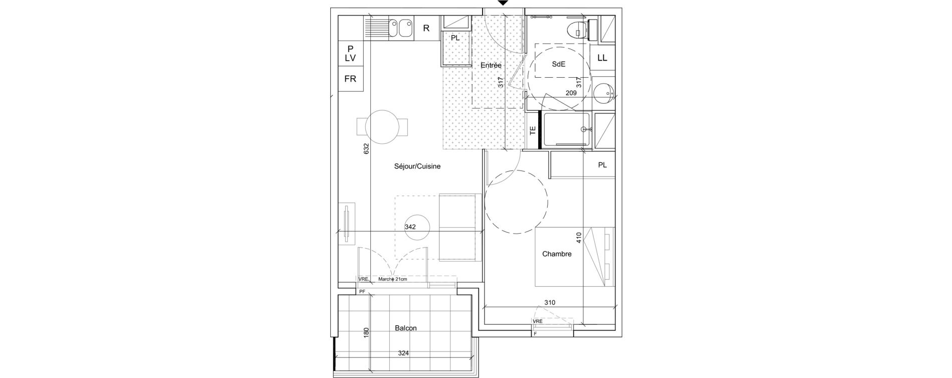 Appartement T2 meubl&eacute; de 42,70 m2 &agrave; B&eacute;ziers Port neuf
