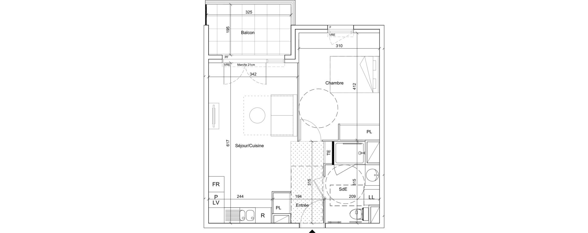 Appartement T2 meubl&eacute; de 42,20 m2 &agrave; B&eacute;ziers Port neuf