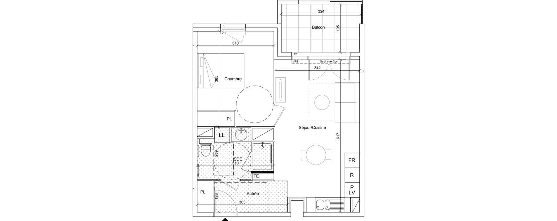 Appartement T2 meubl&eacute; de 41,70 m2 &agrave; B&eacute;ziers Port neuf