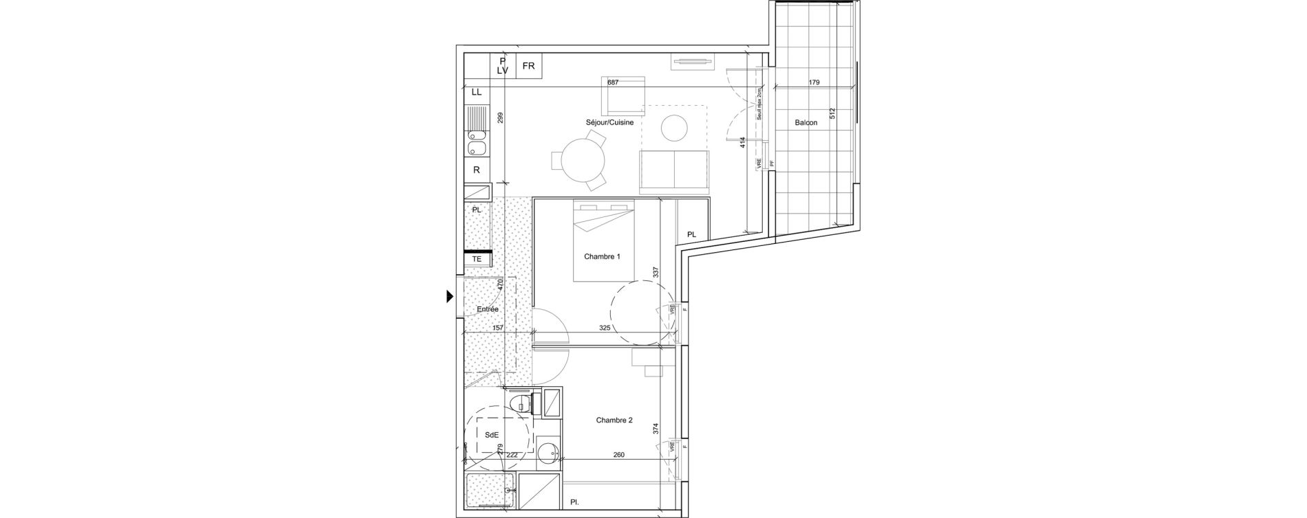 Appartement T3 meubl&eacute; de 57,25 m2 &agrave; B&eacute;ziers Port neuf