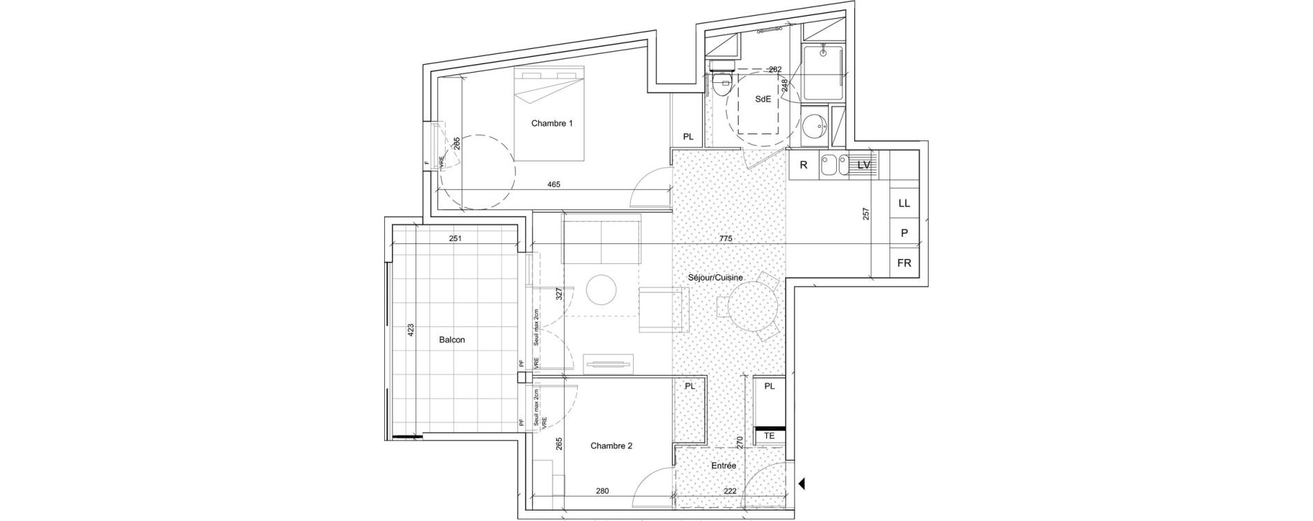 Appartement T3 meubl&eacute; de 59,30 m2 &agrave; B&eacute;ziers Port neuf