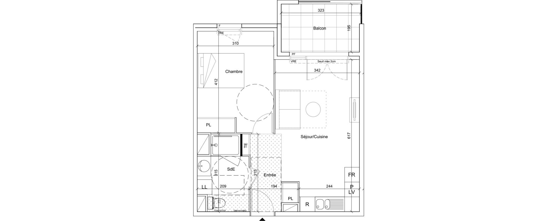 Appartement T2 meubl&eacute; de 42,20 m2 &agrave; B&eacute;ziers Port neuf