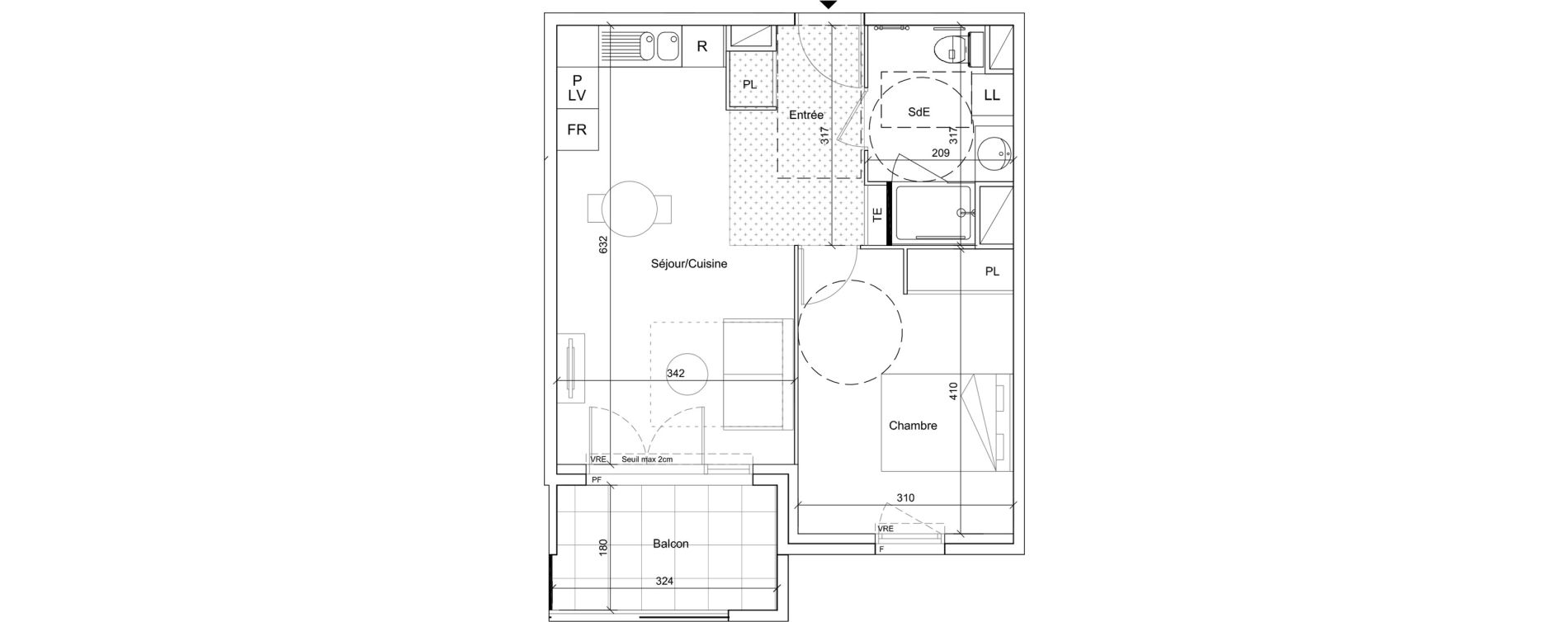 Appartement T2 meubl&eacute; de 42,70 m2 &agrave; B&eacute;ziers Port neuf
