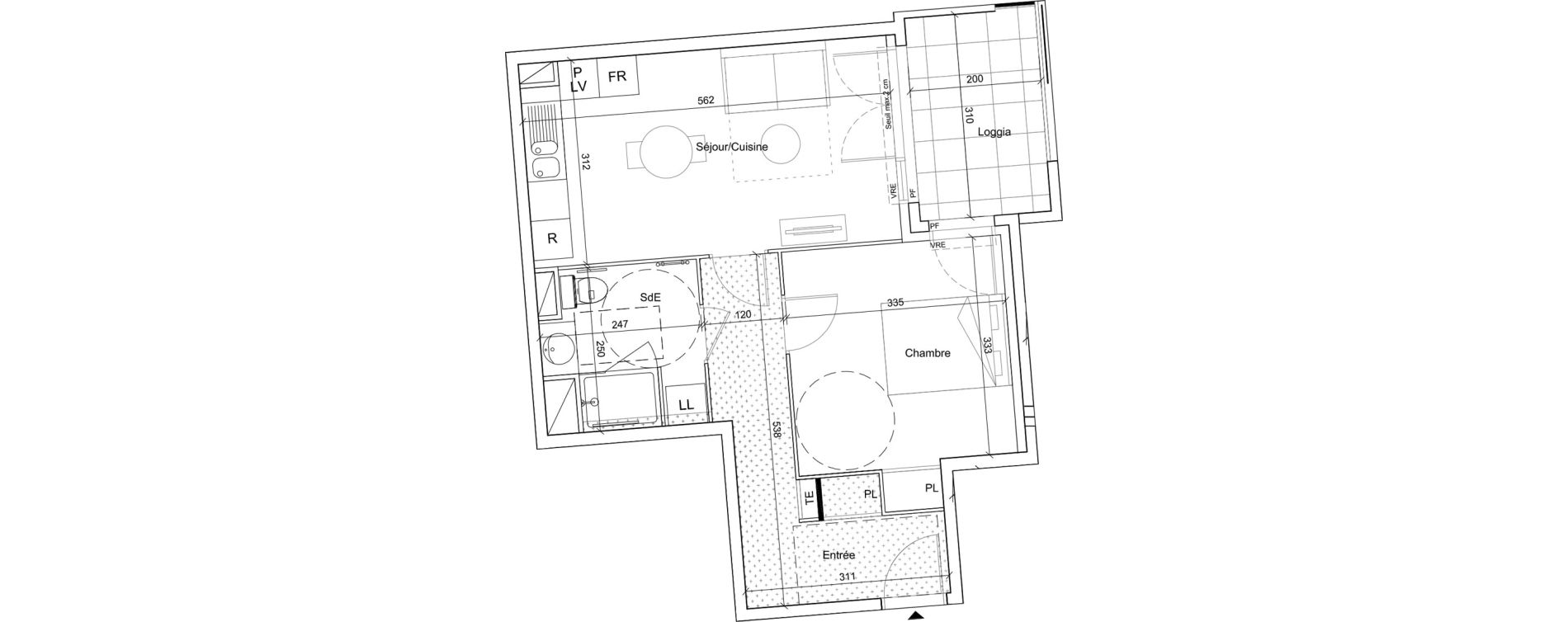 Appartement T2 meubl&eacute; de 43,55 m2 &agrave; B&eacute;ziers Port neuf