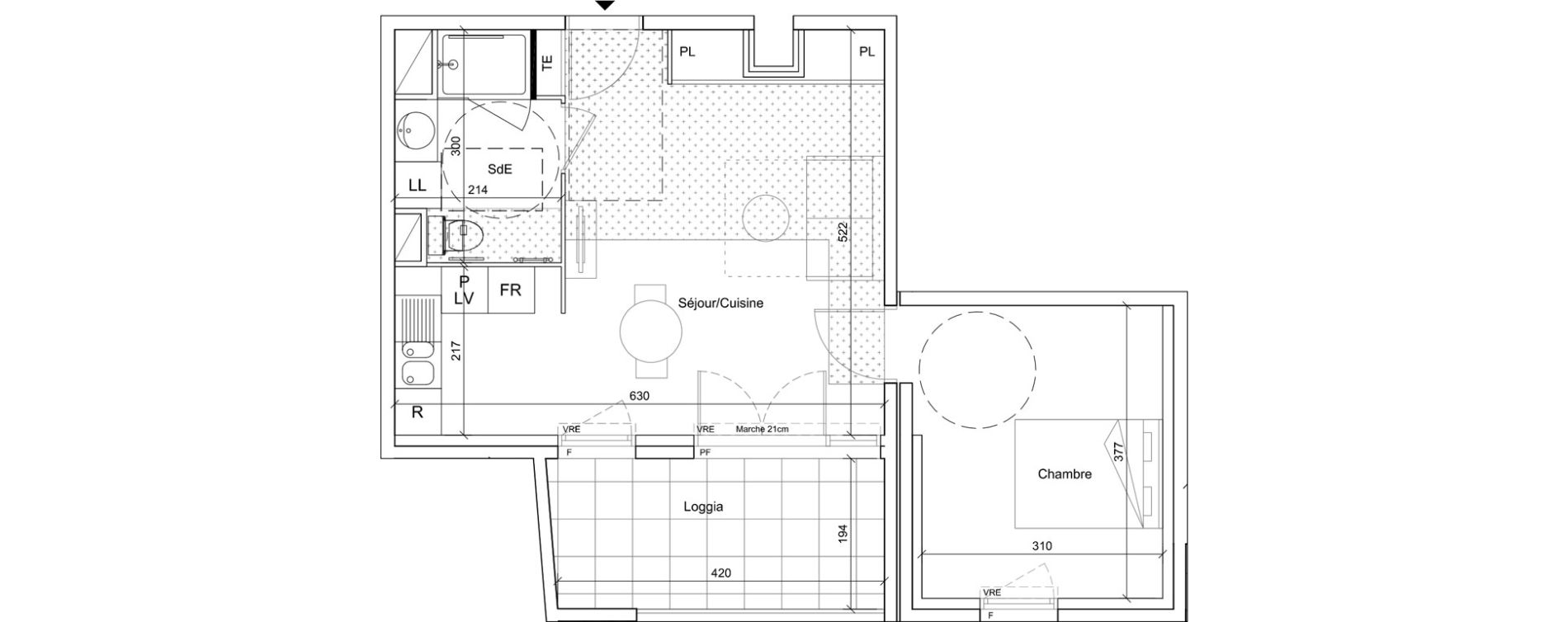 Appartement T2 meubl&eacute; de 42,85 m2 &agrave; B&eacute;ziers Port neuf