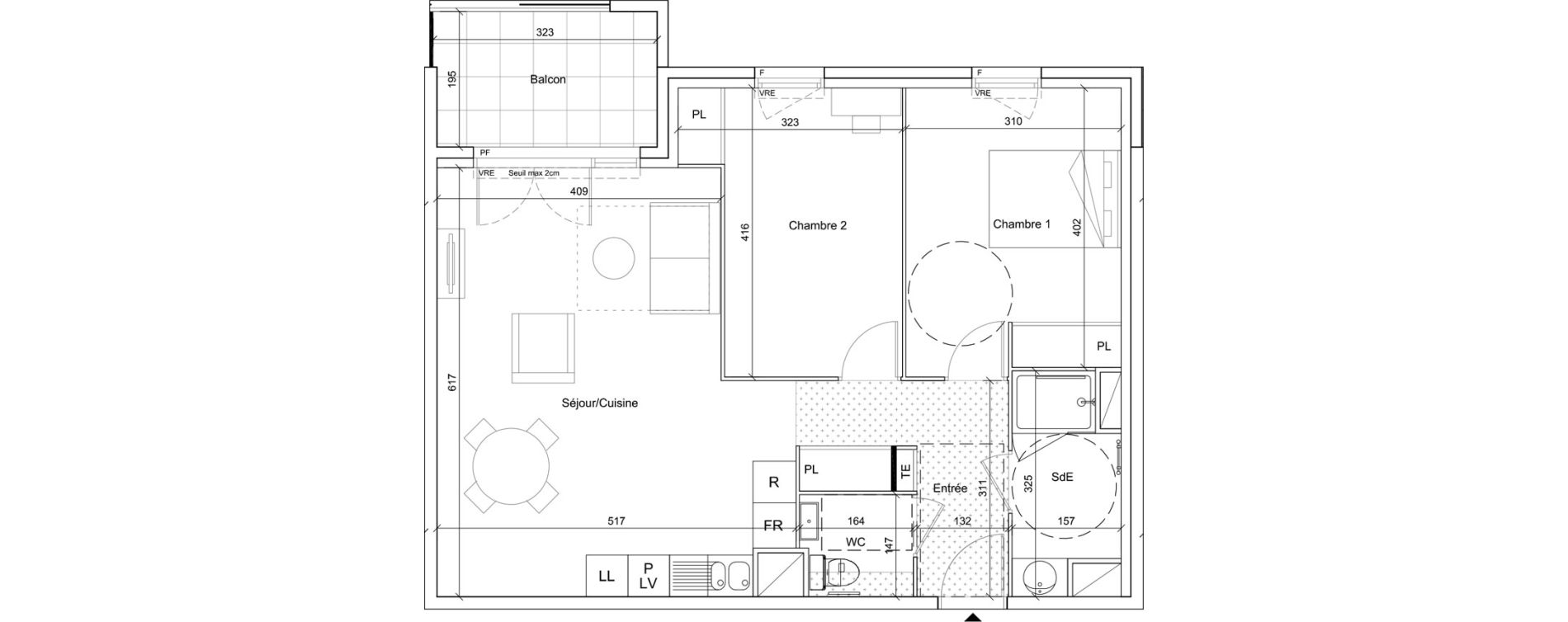 Appartement T3 meubl&eacute; de 65,45 m2 &agrave; B&eacute;ziers Port neuf