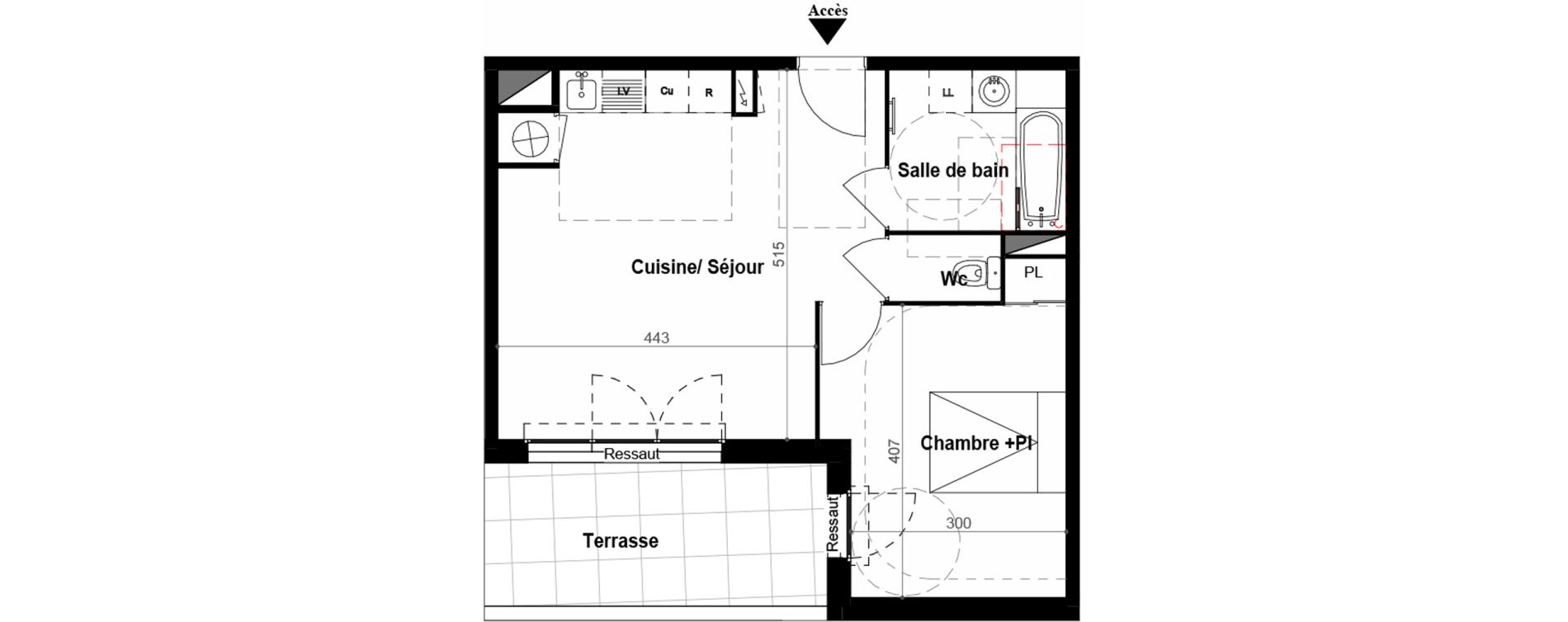 Appartement T2 de 45,72 m2 &agrave; B&eacute;ziers Iranget