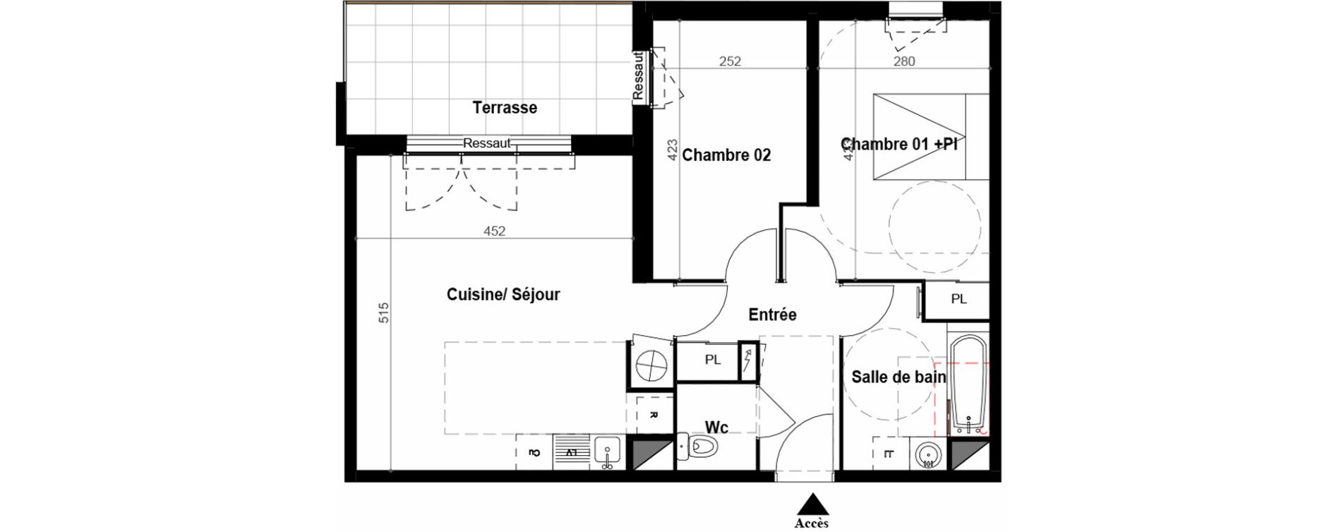 Appartement T3 de 62,17 m2 &agrave; B&eacute;ziers Iranget