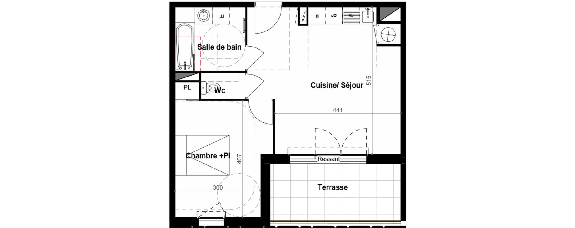 Appartement T2 de 45,65 m2 &agrave; B&eacute;ziers Iranget