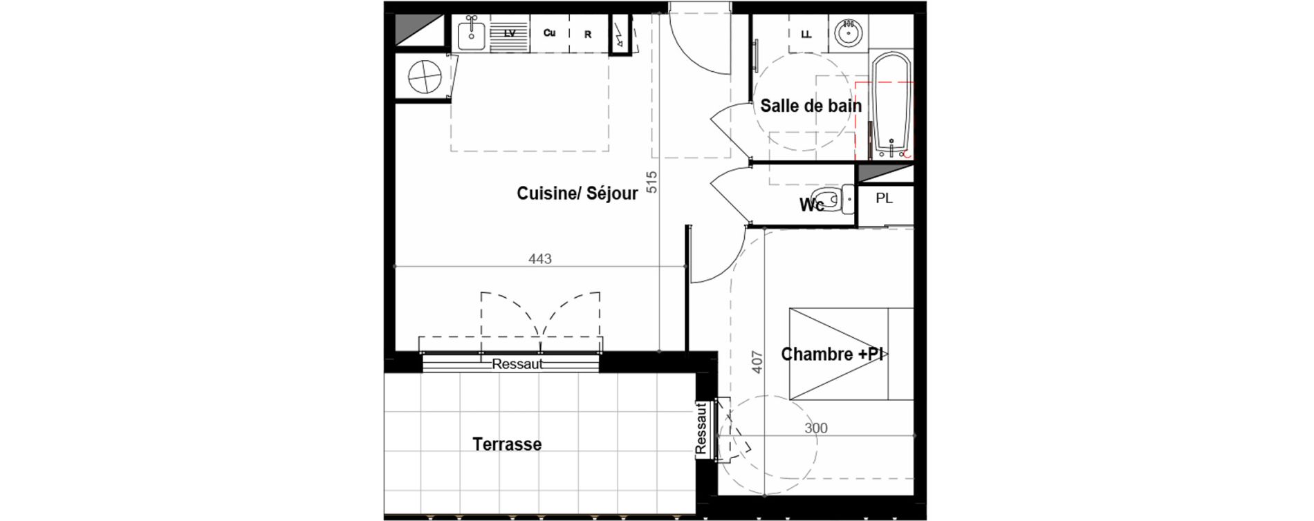 Appartement T2 de 45,72 m2 &agrave; B&eacute;ziers Iranget