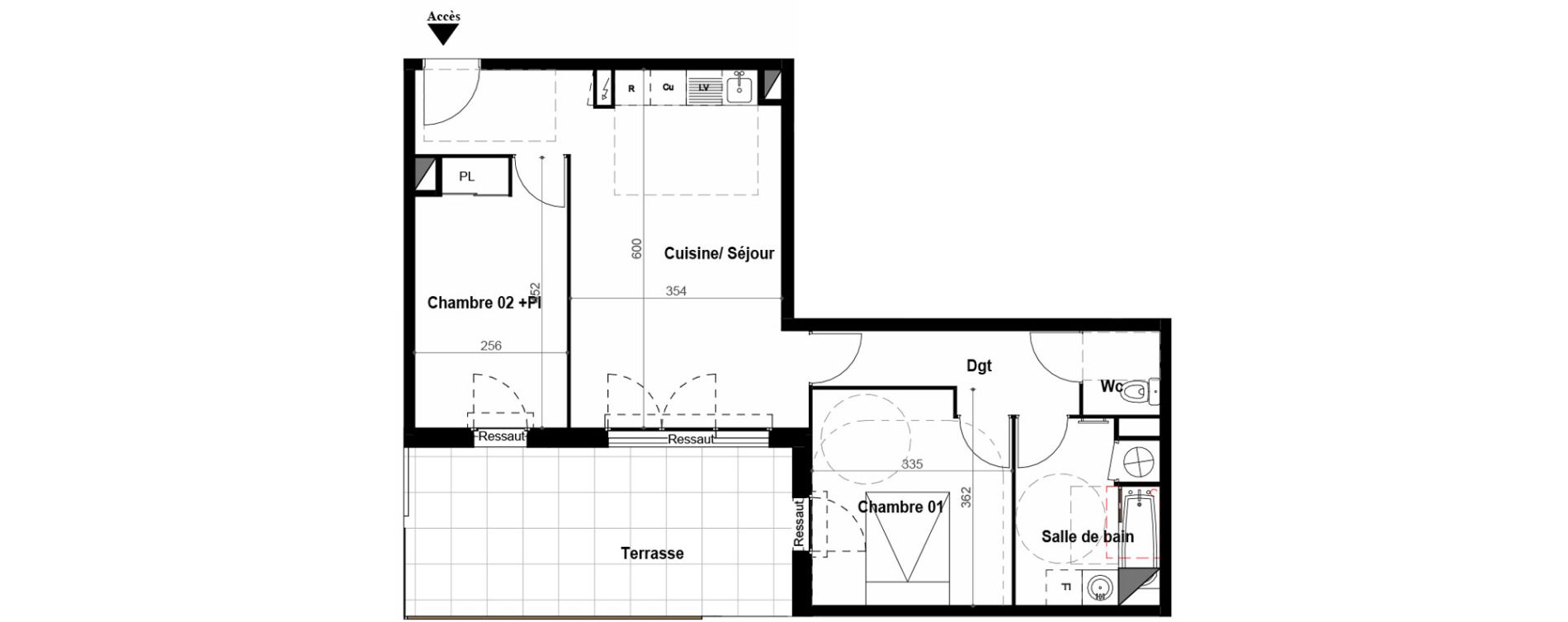 Appartement T3 de 62,43 m2 &agrave; B&eacute;ziers Iranget
