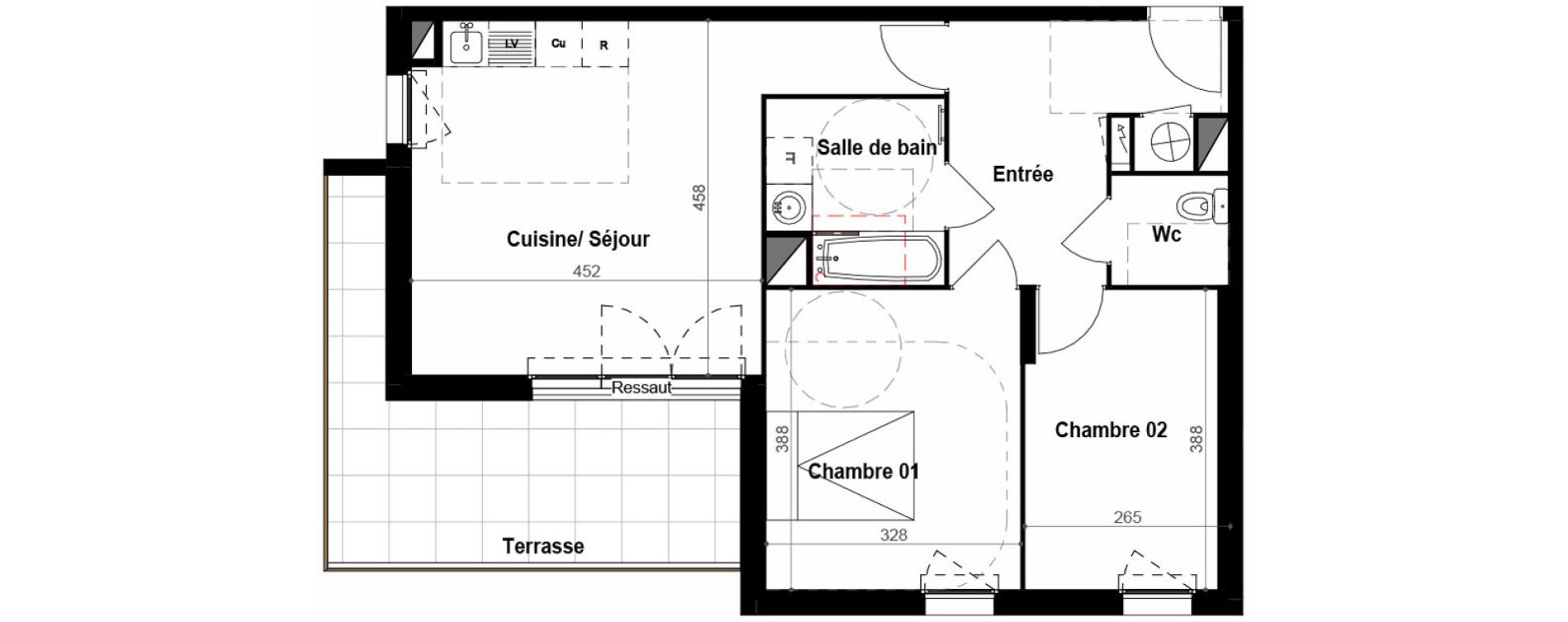 Appartement T3 de 62,07 m2 &agrave; B&eacute;ziers Iranget