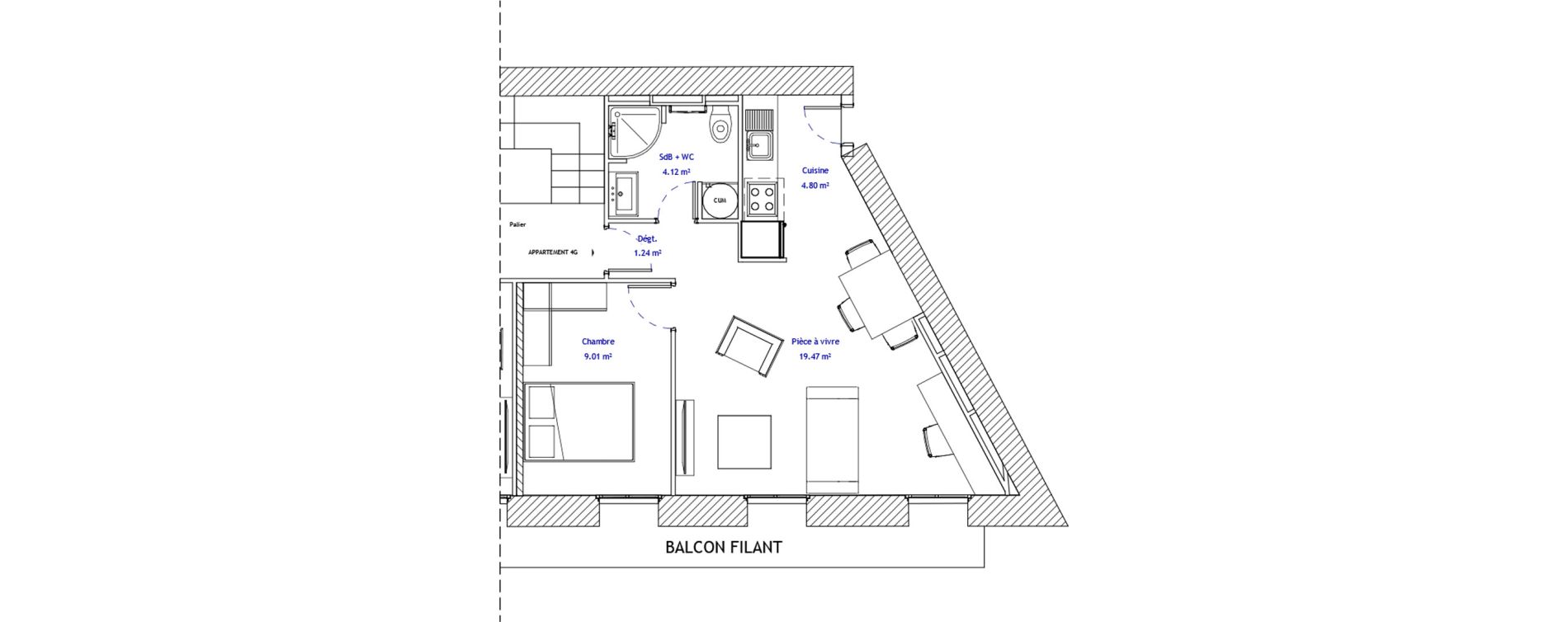 Appartement T2 de 38,64 m2 &agrave; B&eacute;ziers Jean jaur&egrave;s - all&eacute;es paul riquet