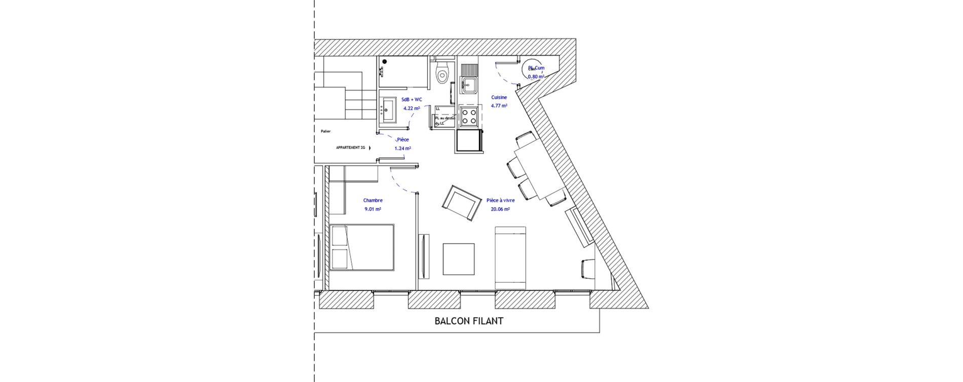 Appartement T2 de 40,10 m2 &agrave; B&eacute;ziers Jean jaur&egrave;s - all&eacute;es paul riquet