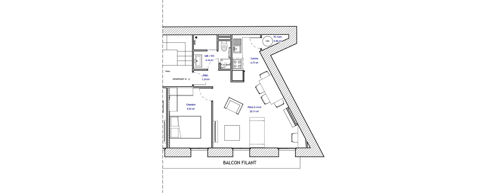 Appartement T2 de 40,25 m2 &agrave; B&eacute;ziers Jean jaur&egrave;s - all&eacute;es paul riquet