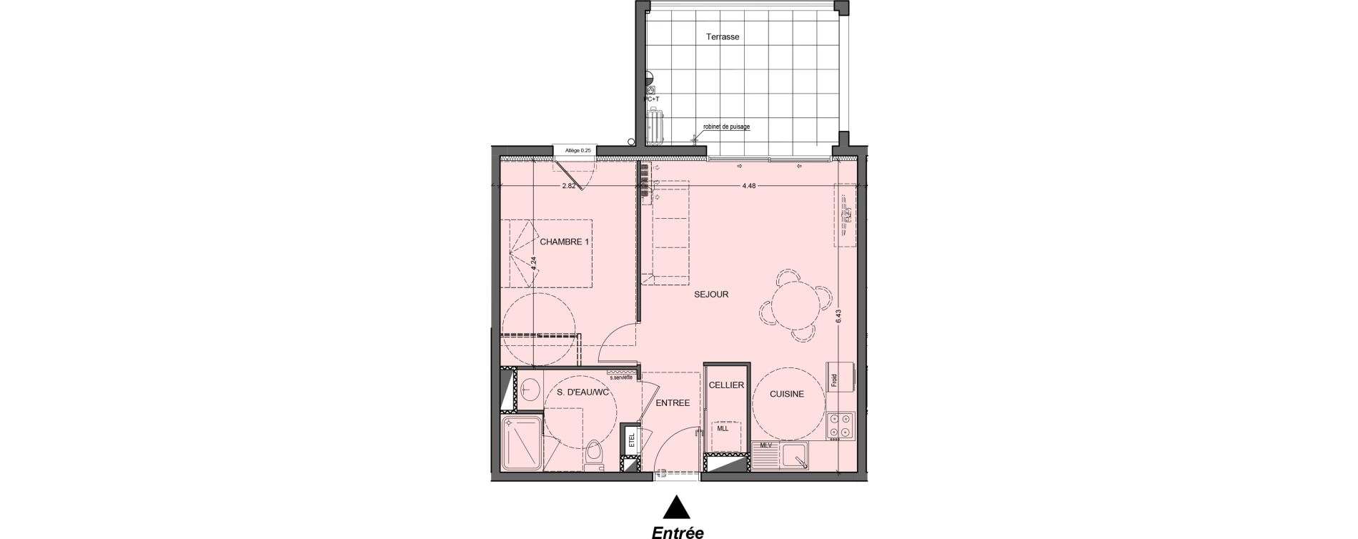 Appartement T2 de 45,35 m2 &agrave; B&eacute;ziers Les parcs du frigoulas