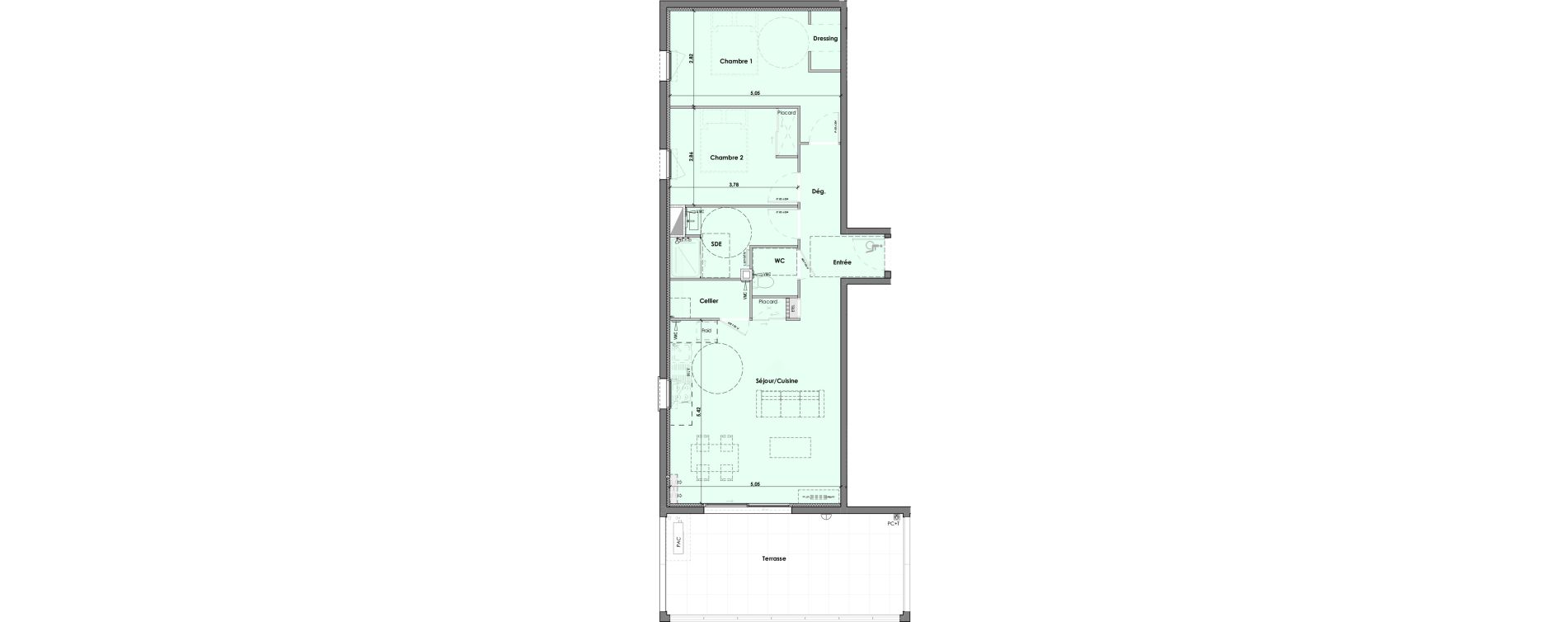 Appartement T3 de 72,78 m2 &agrave; B&eacute;ziers Les parcs du frigoulas