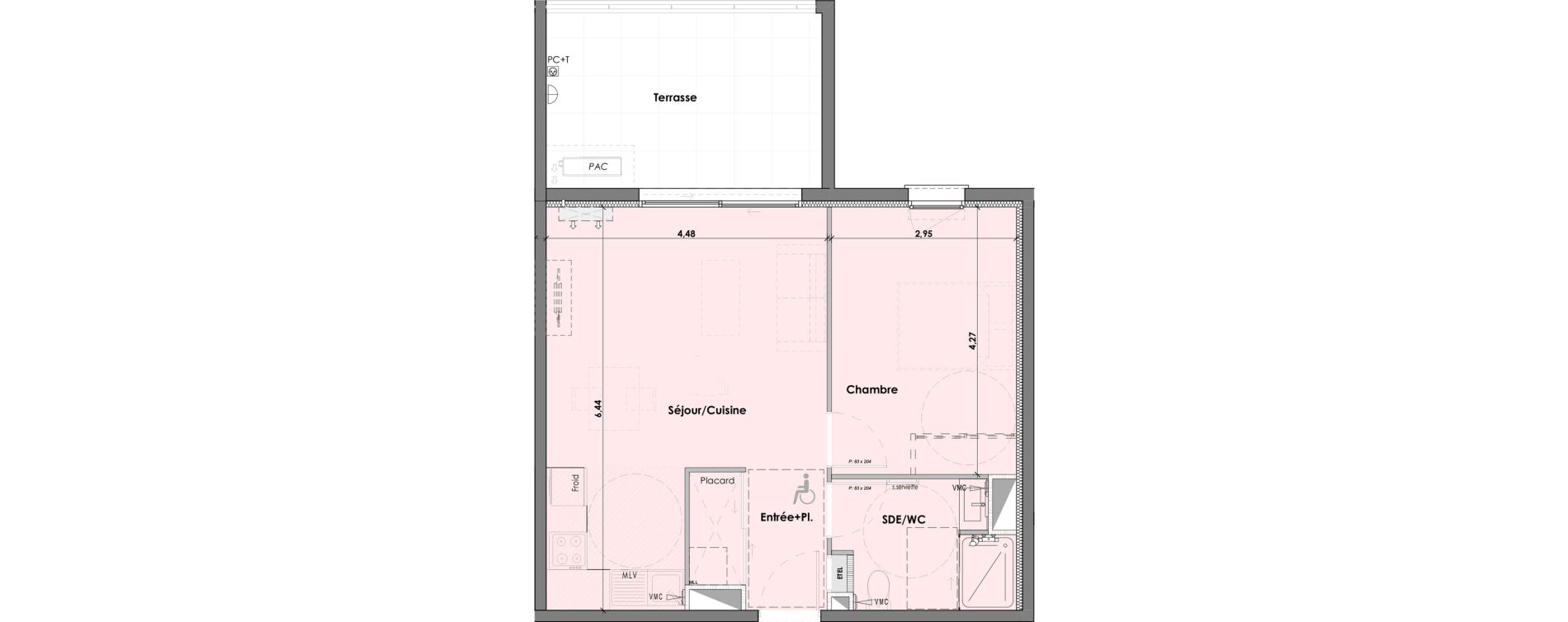 Appartement T2 de 46,31 m2 &agrave; B&eacute;ziers Les parcs du frigoulas