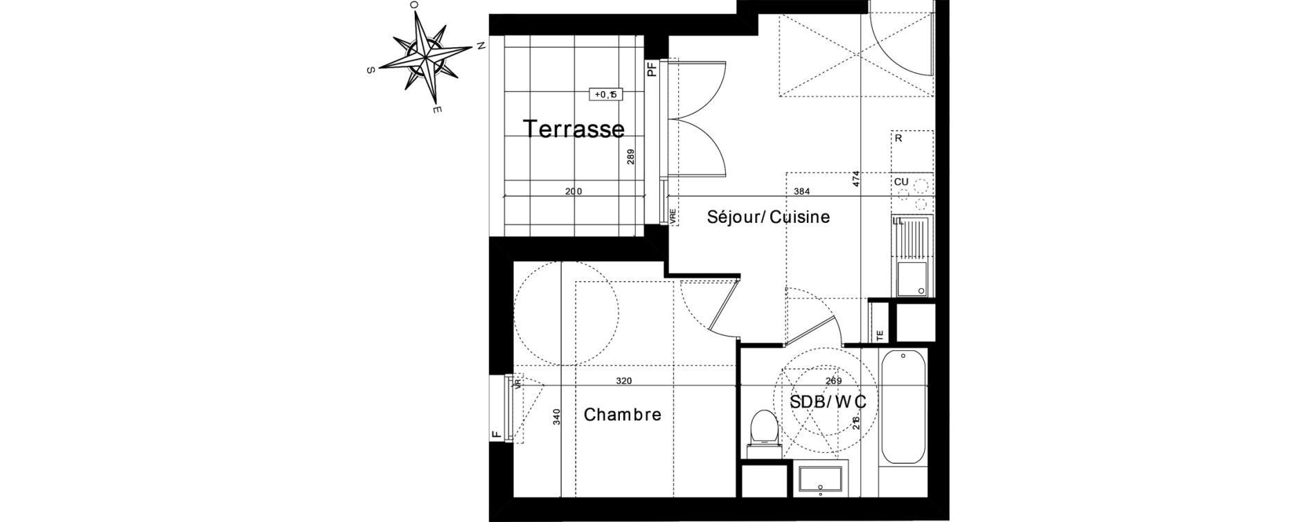 Appartement T2 de 32,21 m2 &agrave; Castelnau-Le-Lez L'aube rouge