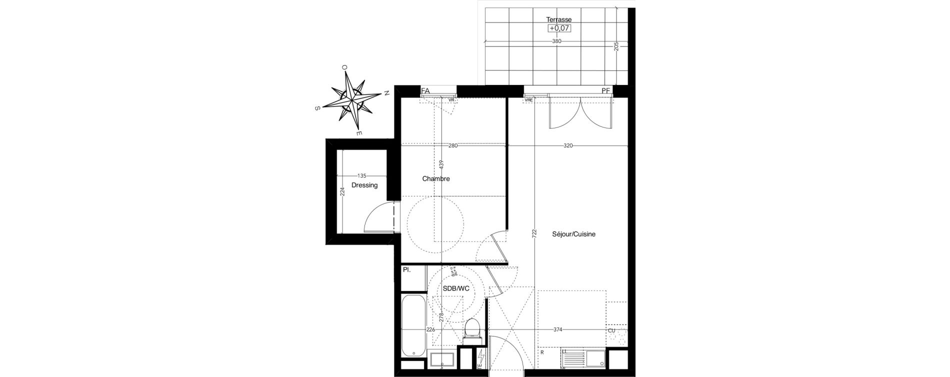 Appartement T2 de 45,39 m2 &agrave; Castelnau-Le-Lez L'aube rouge