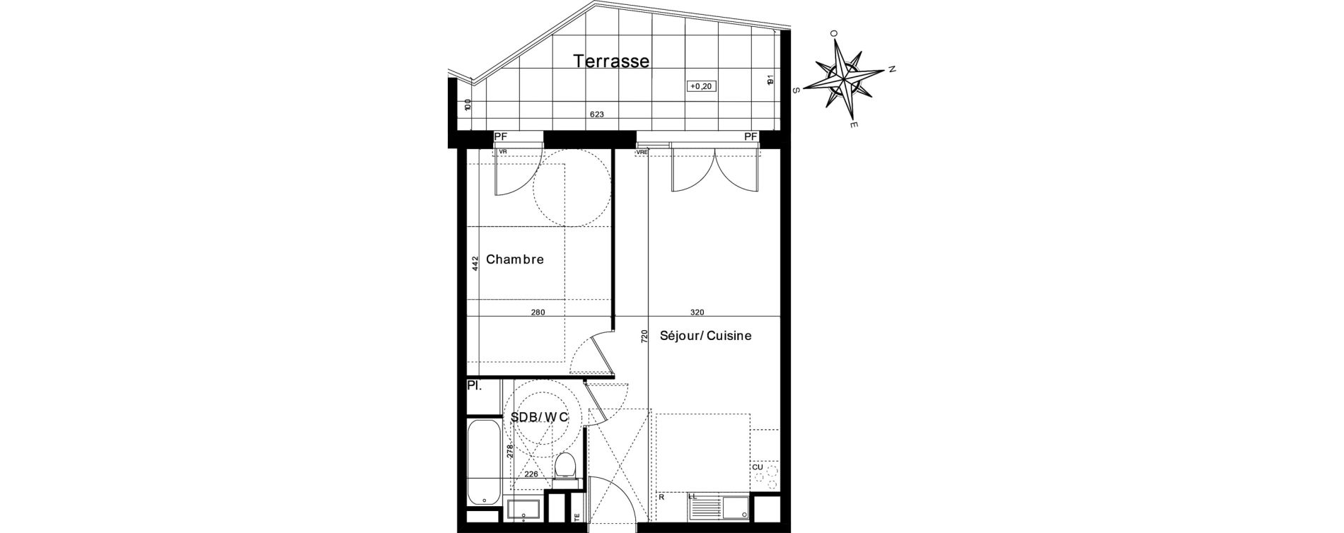 Appartement T2 de 41,93 m2 &agrave; Castelnau-Le-Lez L'aube rouge