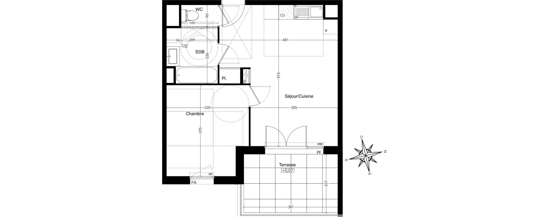 Appartement T2 de 41,41 m2 &agrave; Castelnau-Le-Lez L'aube rouge