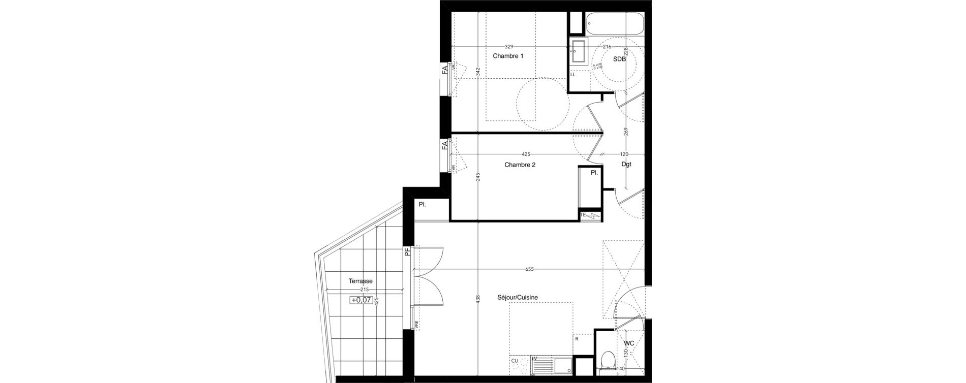 Appartement T3 de 60,23 m2 &agrave; Castelnau-Le-Lez L'aube rouge