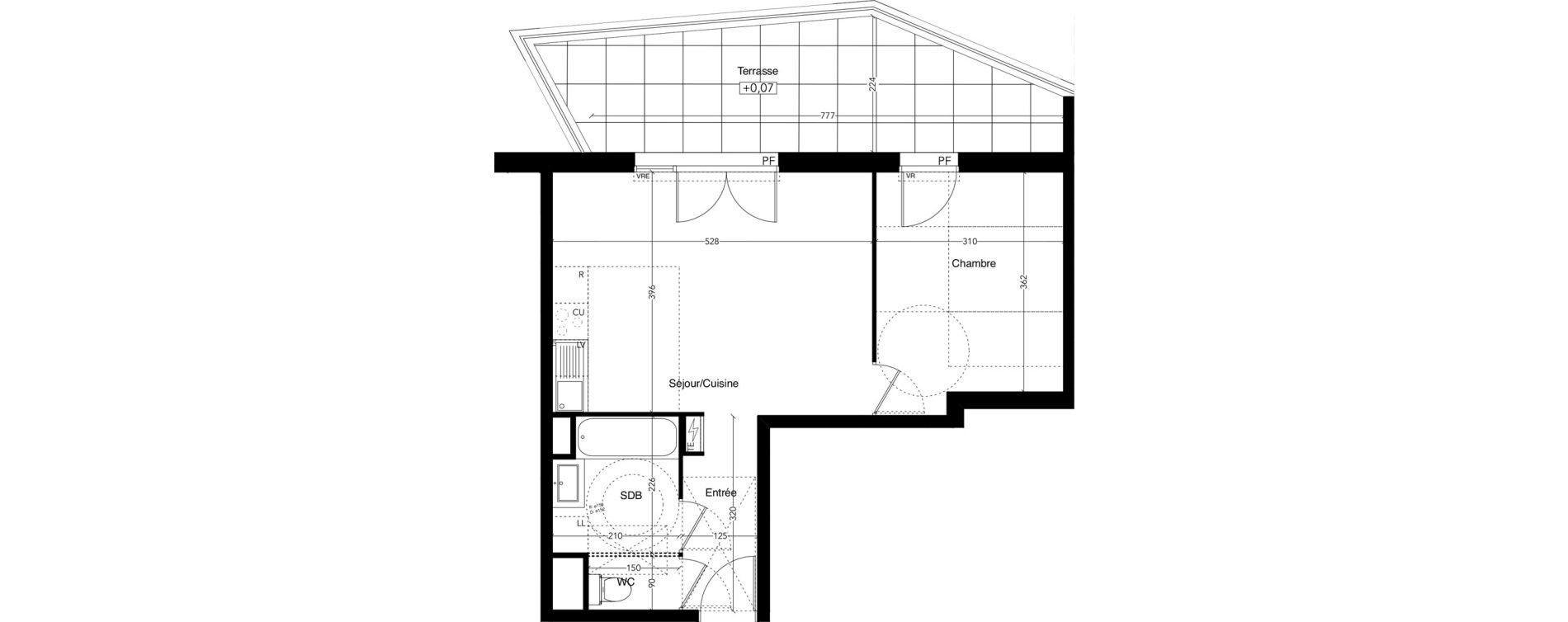 Appartement T2 de 42,37 m2 &agrave; Castelnau-Le-Lez L'aube rouge