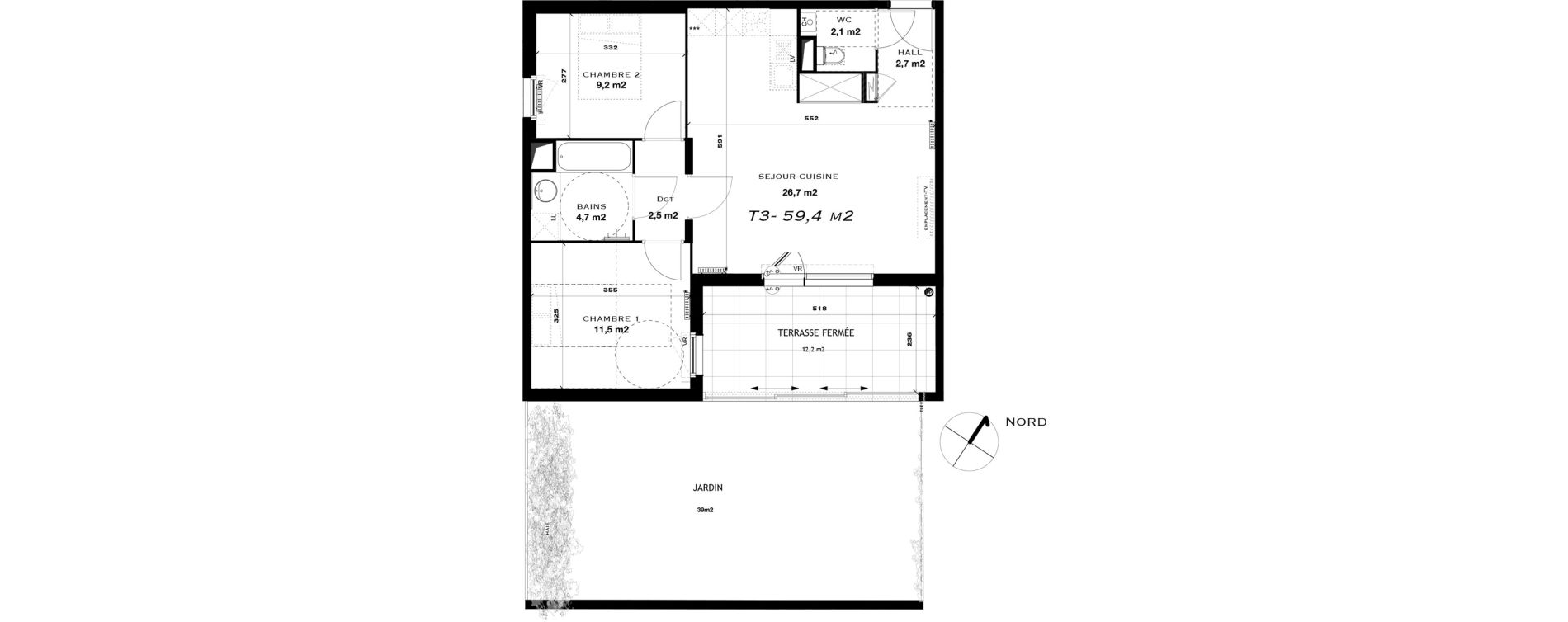 Appartement T3 de 59,40 m2 &agrave; Castelnau-Le-Lez L'aube rouge