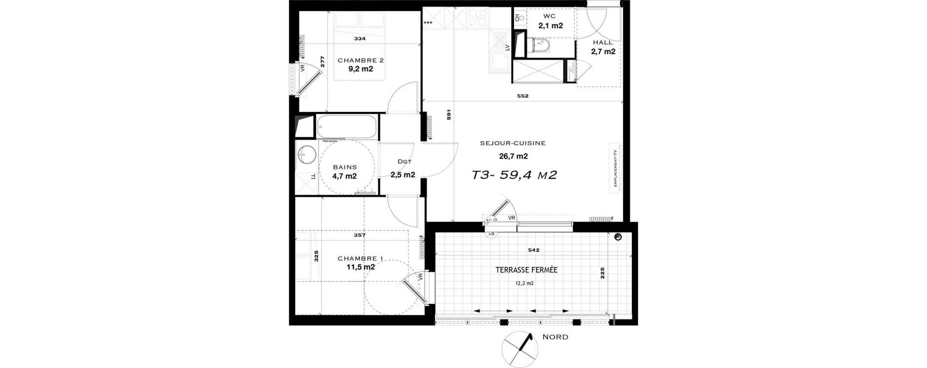 Appartement T3 de 59,40 m2 &agrave; Castelnau-Le-Lez L'aube rouge