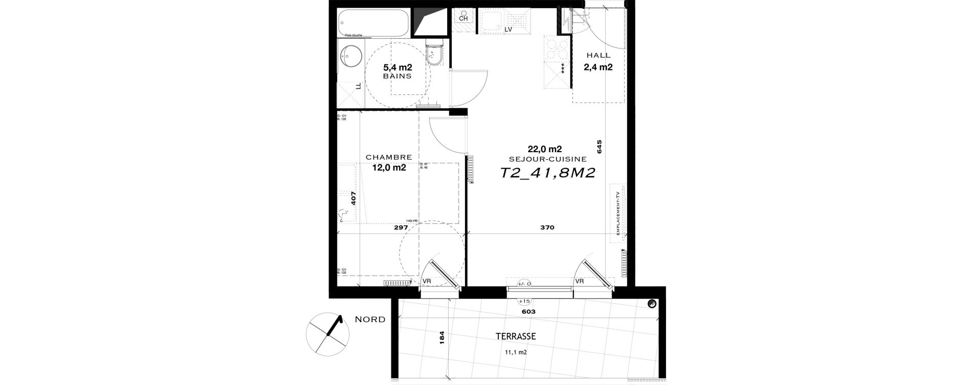 Appartement T2 de 41,80 m2 &agrave; Castelnau-Le-Lez L'aube rouge