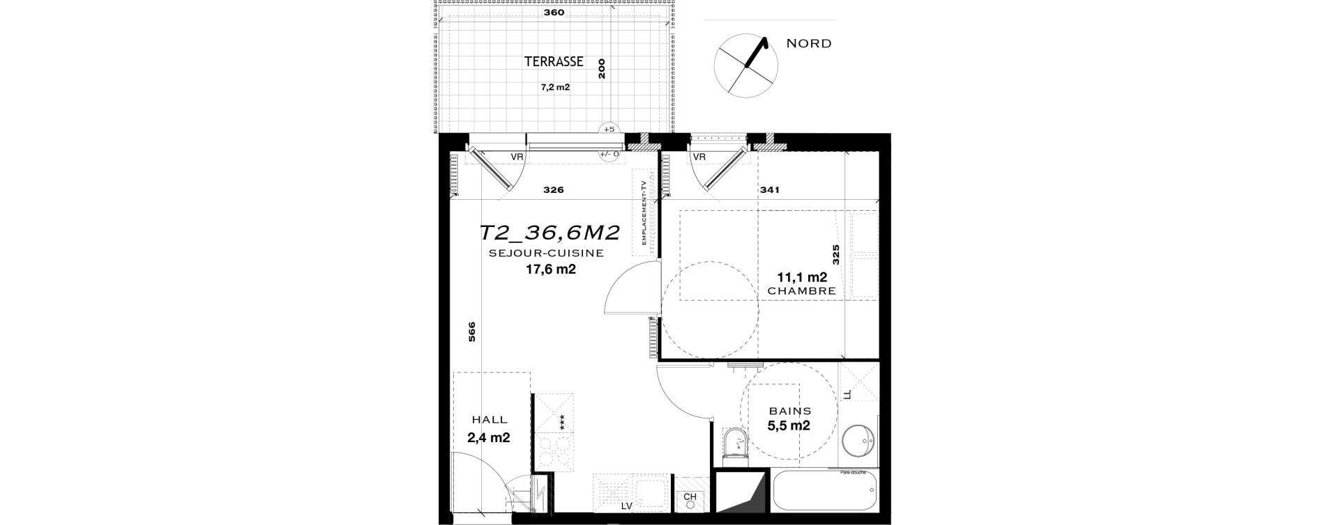 Appartement T2 de 36,60 m2 &agrave; Castelnau-Le-Lez L'aube rouge
